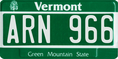 VT license plate ARN966