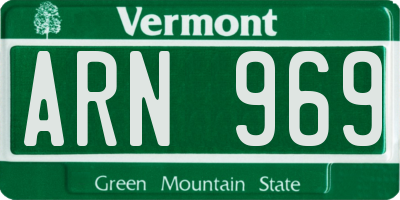 VT license plate ARN969