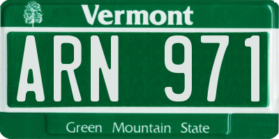 VT license plate ARN971
