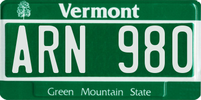VT license plate ARN980
