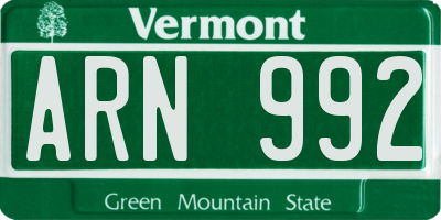 VT license plate ARN992