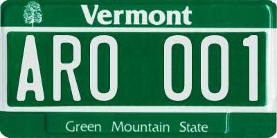 VT license plate ARO001