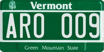 VT license plate ARO009