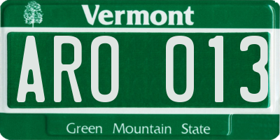 VT license plate ARO013