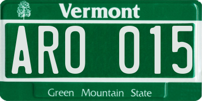 VT license plate ARO015