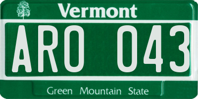 VT license plate ARO043