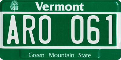 VT license plate ARO061