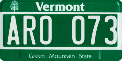 VT license plate ARO073