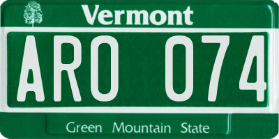 VT license plate ARO074