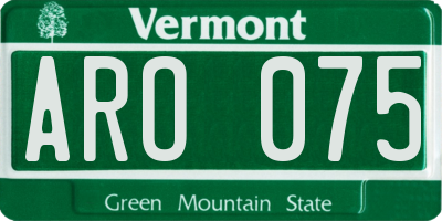 VT license plate ARO075