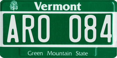 VT license plate ARO084