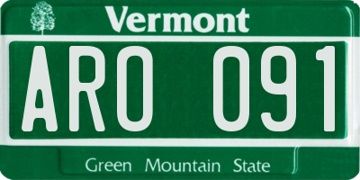VT license plate ARO091