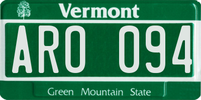 VT license plate ARO094