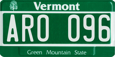 VT license plate ARO096