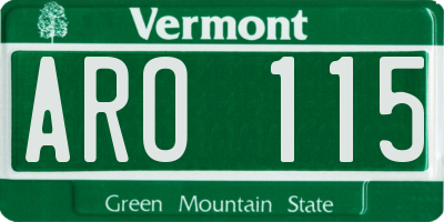 VT license plate ARO115