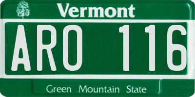 VT license plate ARO116