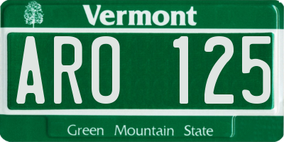 VT license plate ARO125