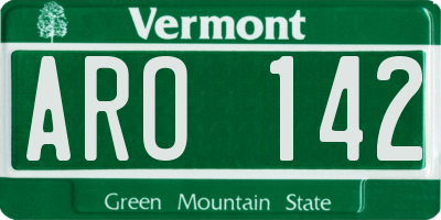 VT license plate ARO142