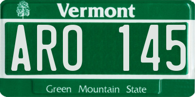 VT license plate ARO145