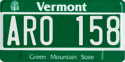 VT license plate ARO158
