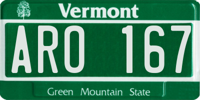 VT license plate ARO167
