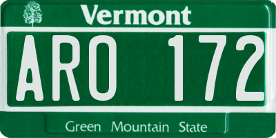 VT license plate ARO172