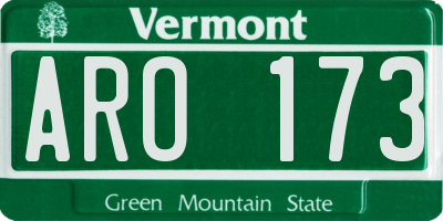 VT license plate ARO173