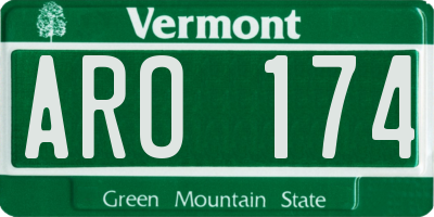 VT license plate ARO174