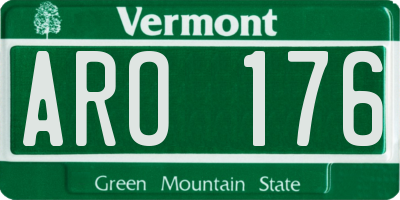 VT license plate ARO176