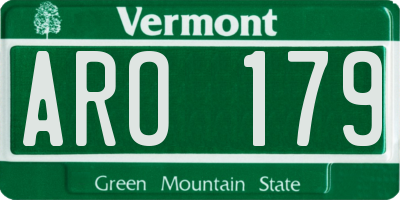 VT license plate ARO179