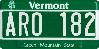 VT license plate ARO182