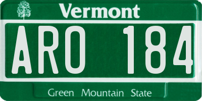 VT license plate ARO184