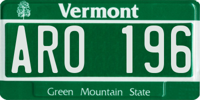 VT license plate ARO196