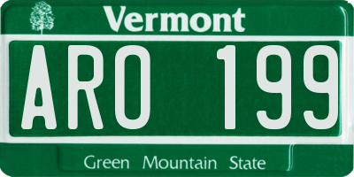 VT license plate ARO199
