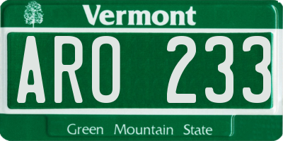 VT license plate ARO233