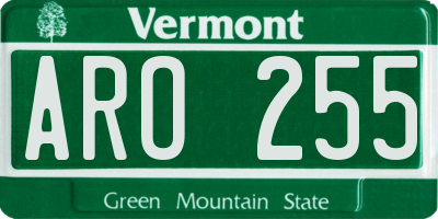 VT license plate ARO255