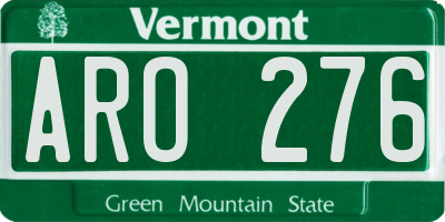 VT license plate ARO276