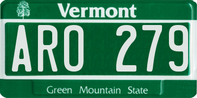 VT license plate ARO279