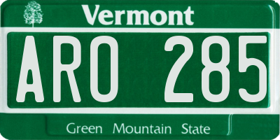 VT license plate ARO285