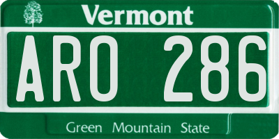 VT license plate ARO286