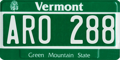 VT license plate ARO288