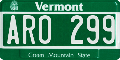 VT license plate ARO299