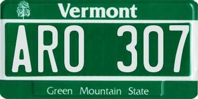 VT license plate ARO307