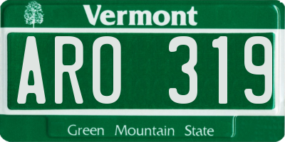 VT license plate ARO319