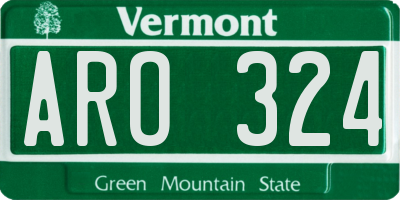 VT license plate ARO324