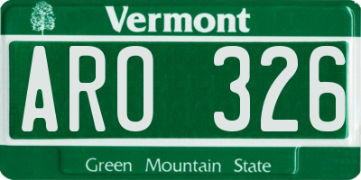 VT license plate ARO326