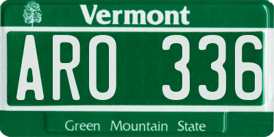 VT license plate ARO336