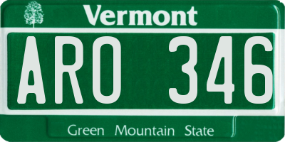 VT license plate ARO346