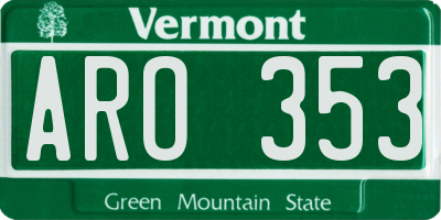VT license plate ARO353