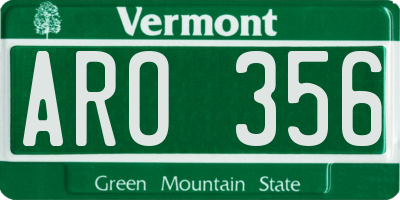 VT license plate ARO356